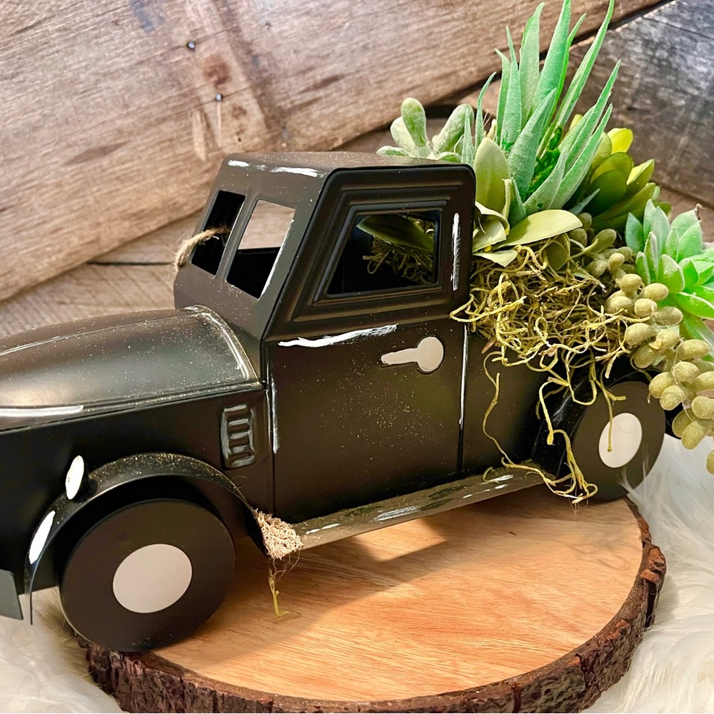 Hand painted faux succulent truck